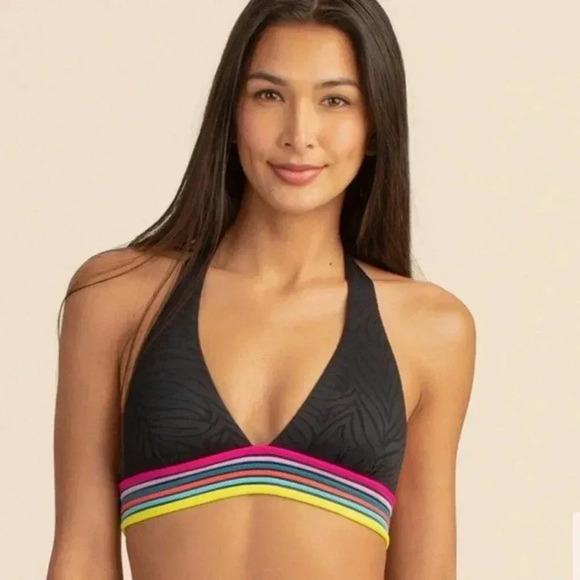 NWT Trina Turk Zebra Halter Bikini Top Size 14 - Picture 1 of 7